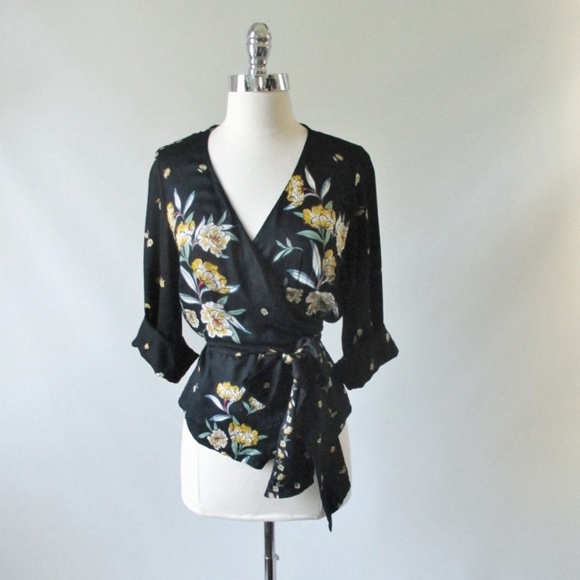 black kimono wrap top